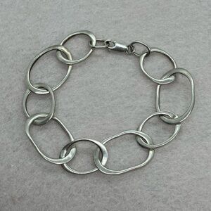 Vtg 925 Sterling Silver Large & Small Alternating Oval  Link Bracelet | 7.4”
